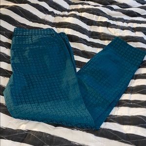 Teal jacquard pixie pants, old navy size 10